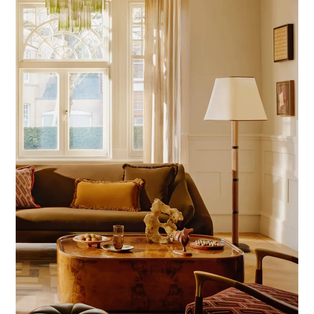 Nordic Natural Olive Ash Burl Living Room Coffee Table Luxury Modern Wood Coffee Table