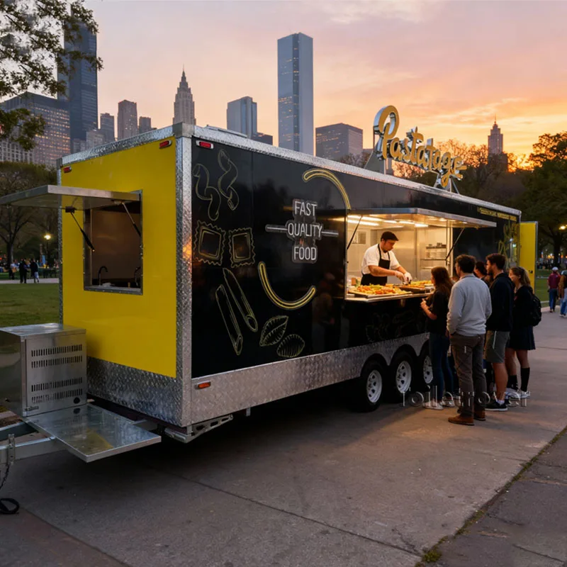 

Commercial Custom Unique Hot Dog French Fries Tacos Hamburger Food Truck Mobile Kitchen Food Trailer For Sale