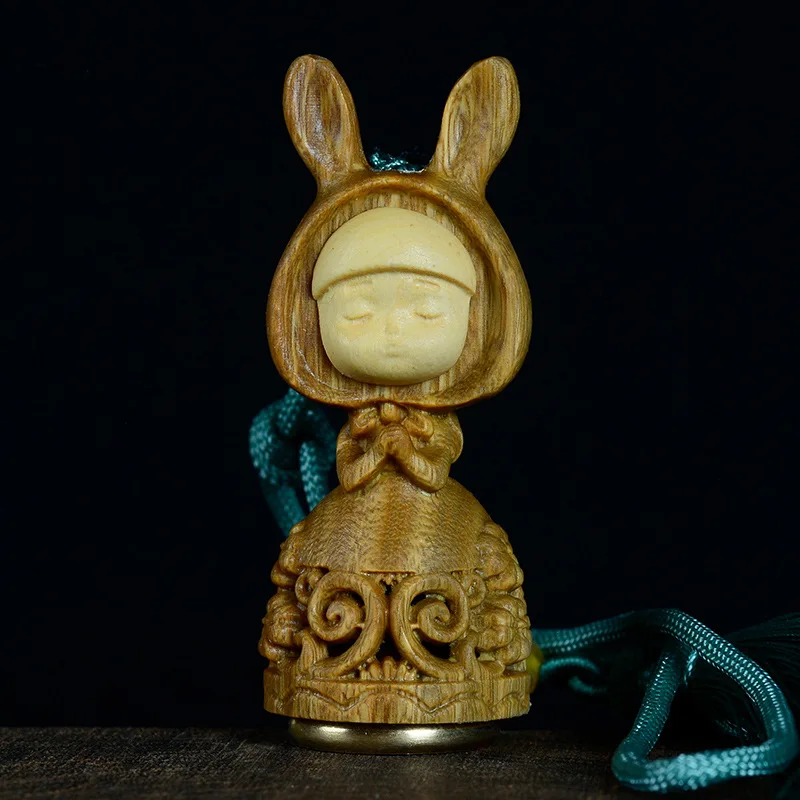 Carved Hollow Wooden Incense Box Luminous Inlaid Ornament Wishing Bunny Lotus Gourd Aromatherapy
