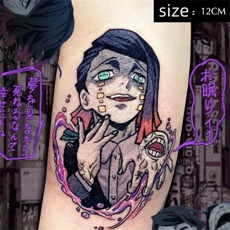 

Anime Enmu Temporary Tattoos Scary Ghost Cartoon Color Transfer Tatoo Body Art Waterproof Fake Tattoo Stickers for Woman Man