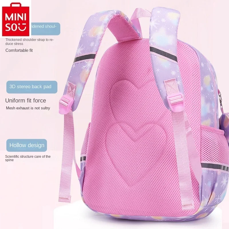 MINISO-Sac à dos de dessin animé Disney pour étudiants, glace et neige, Romance, princesse Elsa, réduction de charge, léger, SR, grande capacité