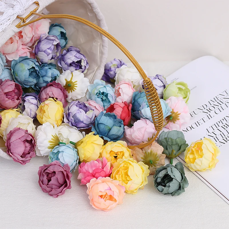 5/10Pcs Artificial Peony Flowers 4.5cm Fake Flower Heads for Home Room Dceor Wedding Marriage Decoration DIY Gifts Accessory