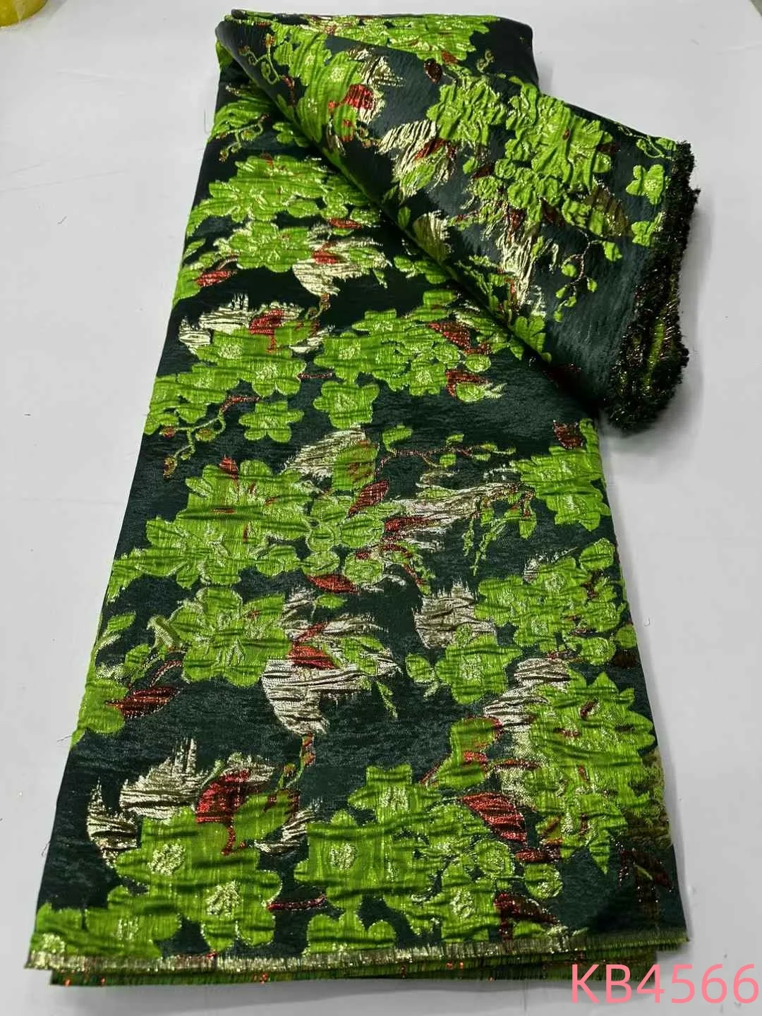 

5 Yards Green Jacquard Lace High Quality Damask Gilding Lace 2025 Nigerian Organza Tulle Lace Fabric For Wedding Dress KB4566