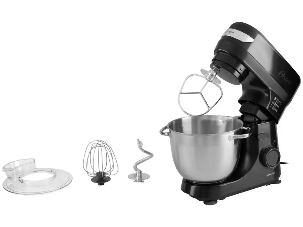 Batedeira Planetária Oster Preta 850W 12 Velocidades Tigela Inox 4L OBAT641 - 110V