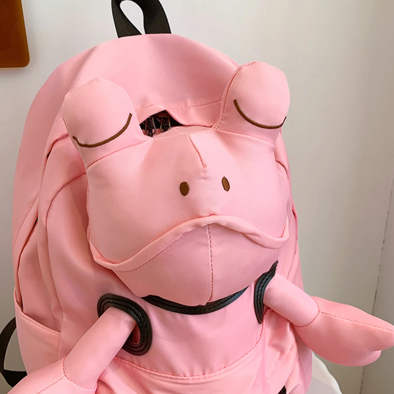 Cartoon cute frog backpack female 2024 new niche design large capacity schoolbag girl travel bag