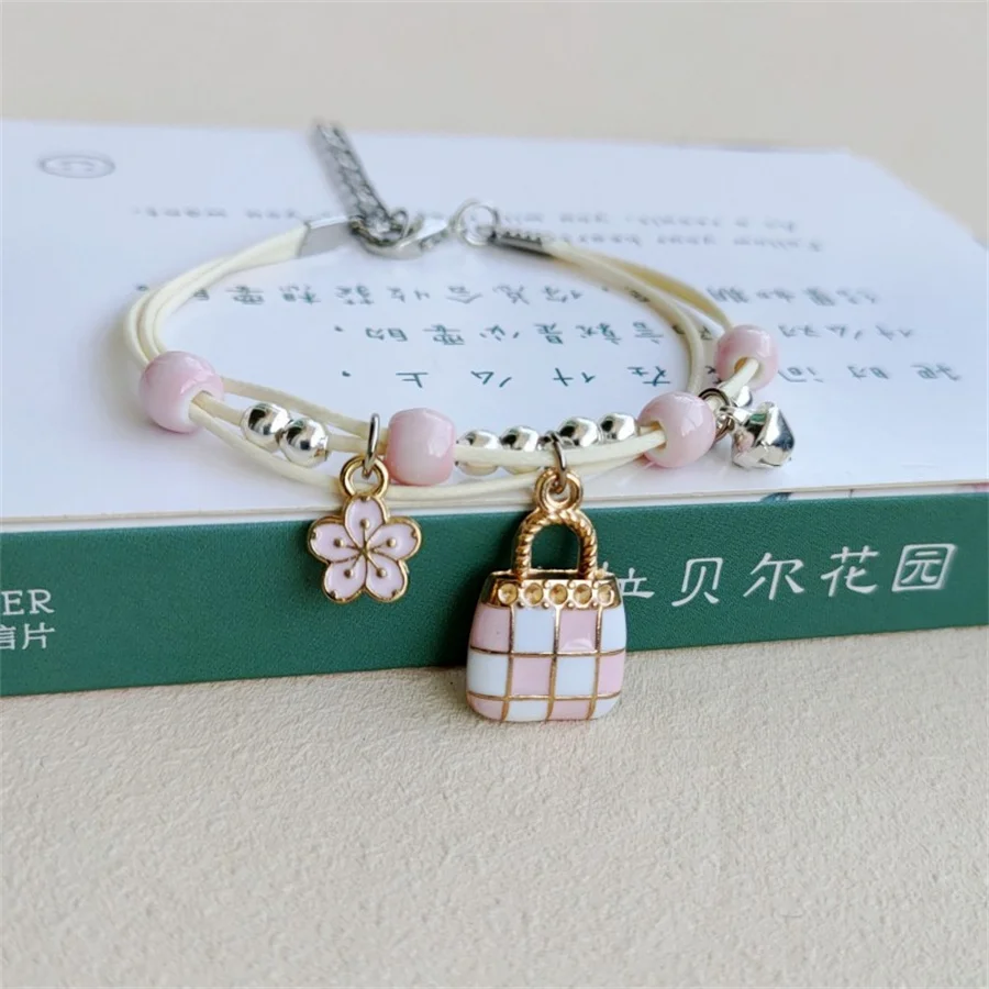 Koreanische niedliche Cartoon-Kaninchen-Blumen-Anhänger-Armbänder für Damen, modischer Charm-Glocken-Schmetterlings-Katzen-Armband, Freundschaftsschmuck – Detail 27