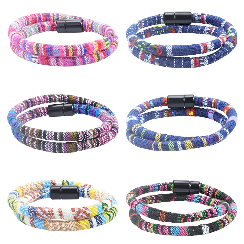 Meetvii New Double Layered Ethnic Tribal Cloth Fil Bracelet Men Women Bohemia Fabric Rope Bracelets Couple Pulseras Hilo Hombre