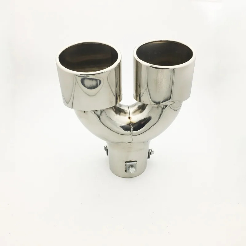 Car modification one out two stainless steel tail throat, Y-shaped double exhaust pipe tail nozzle muffler exhaust pipe