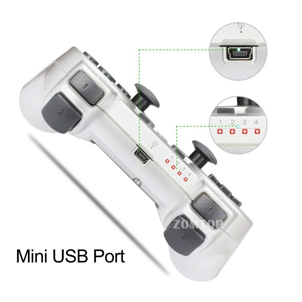 ZOMTOP for PS3 Wireless Bluetooth Game Controller 2.4GHz 7 Colors for SIXAXIS Playstation 3 Control Joystick Gamepad