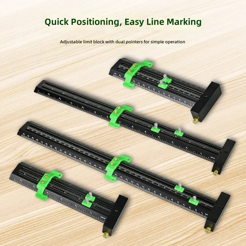 T Type Scribing Ruler with Steel Needle Double Line Drawing Tool for Parallel Vertical Lines Through Hole Standard 7 14 Inch
