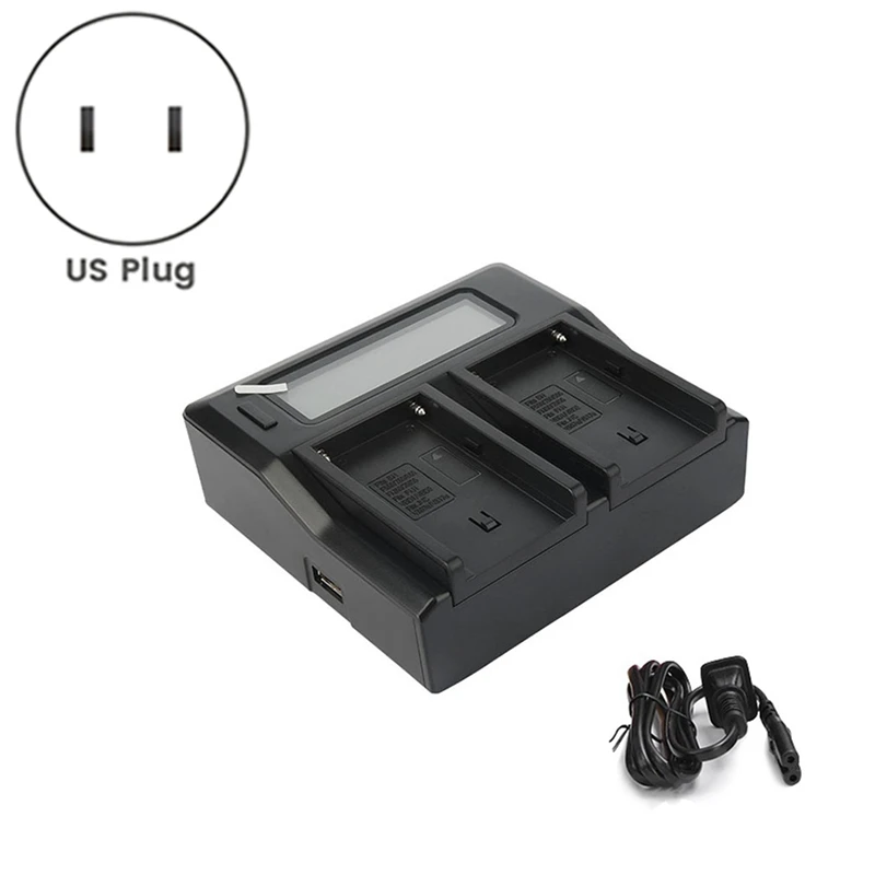 F970 Camera Battery Charger For NP-F770 F750 F550 F960 Fill Light Battery Double Charge LCD Display Charger