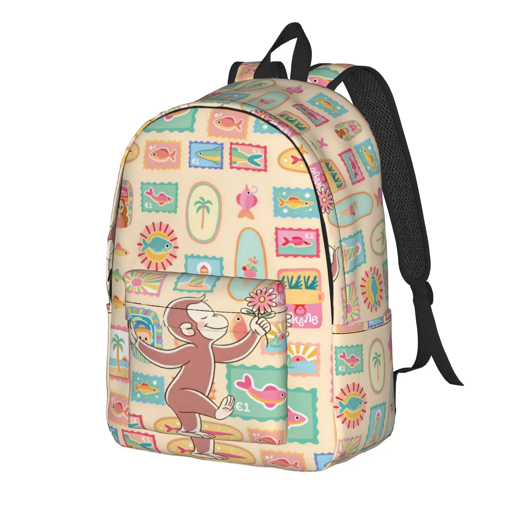 Curious George Monkey Backpack  Trekking Backpacks Youth Designer Big School Bags Cute Rucksack