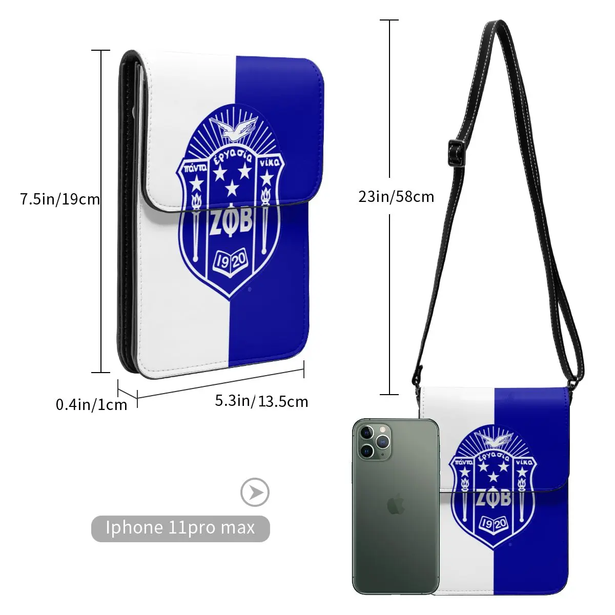 Zeta Phi Beta ZPB Sorority Crossbody portafoglio borsa per cellulare borsa a tracolla borsa per cellulare tracolla regolabile