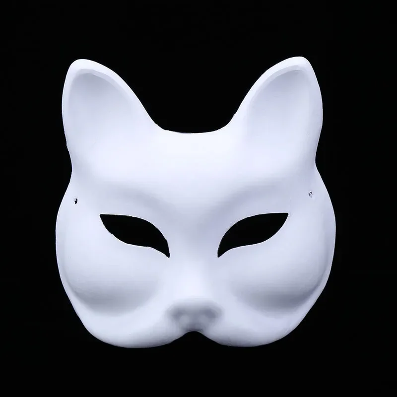 10Pcs DIY กระดาษ Cat Fox สีขาว Unpainted สัตว์หน้ากาก Venetian Graffiti หน้ากากพรรควันเกิดของขวัญอีสเตอร์