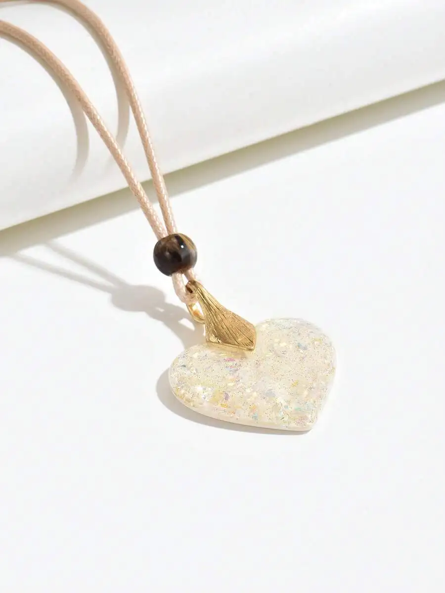 

Fashion Vintage Heart Pendant Long Necklace For Women Daily Wear Valentines Day