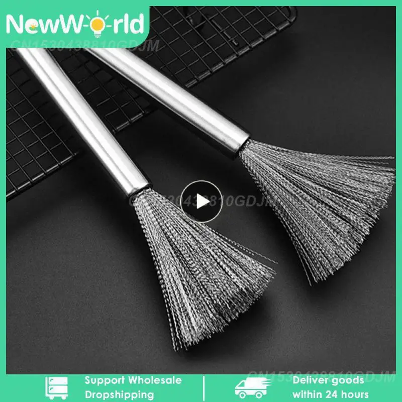 Stainless Steel Pot Brush Washing Pot Artifact Kitchen Canteen Utensils Special Cleaning Brush Wire Long Handle Dishwasher Brush