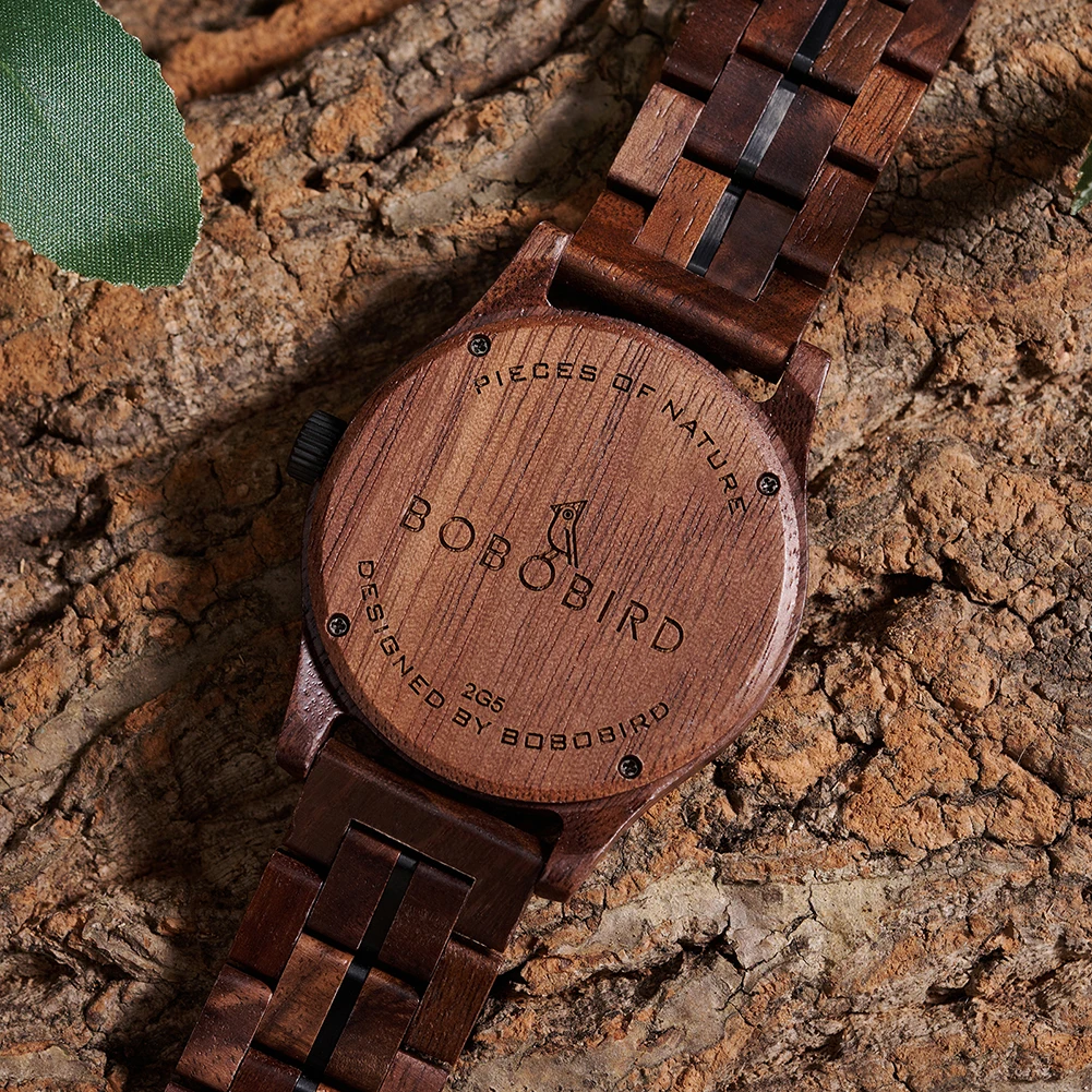 LOGO personalizzato Orologio in legno Cronografo moda Orologio da polso sportivo al quarzo Orologio BOBO BIRD Orologi in legno di noce per uomo Dropshipping