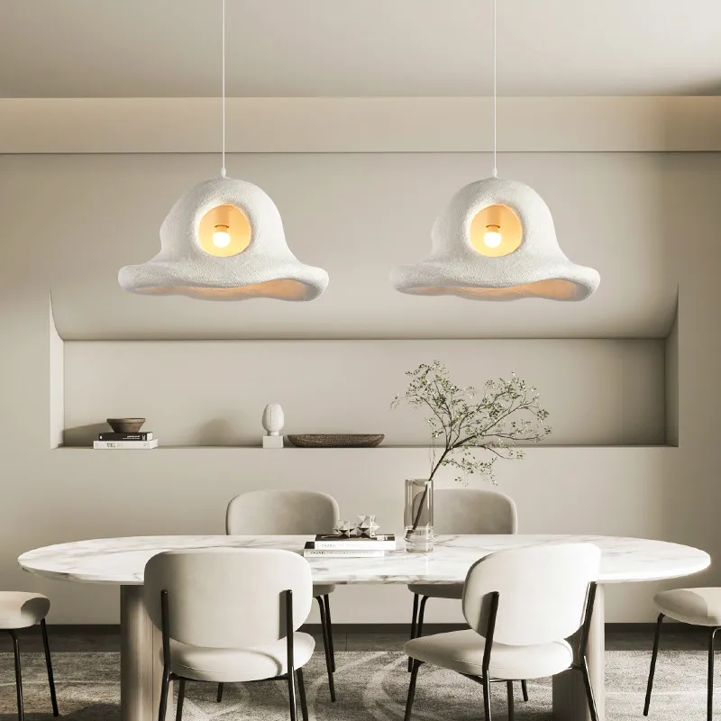 

Japanese restaurant chandelier creative hat light Nordic cream style LED bar counter bedroom designer lighting fixtures