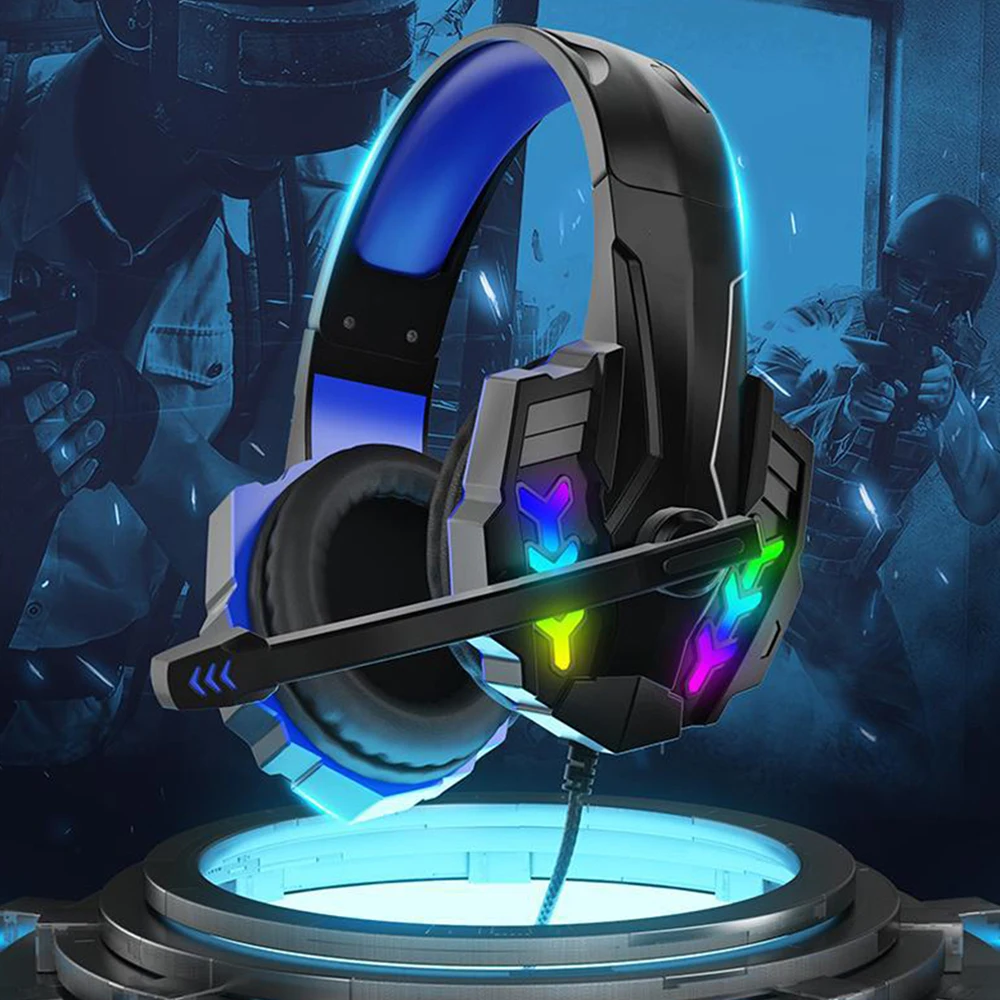 New Gaming Headset with Noise Canceling 3.5MM RGB Game Headphone For PS4 PC Xbox One Laptop Earphone With Microphone LED Light