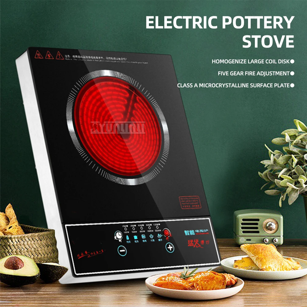 2200W High Power Intelligent Cooktop Ceramic Cooker Household Electric Stove Kitchen Electronic Stove