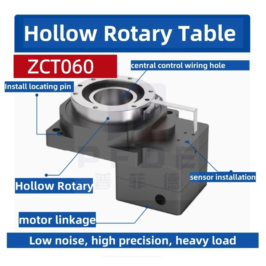 

360° Positioner Hollow Rotary Table ZCT60 CNC Turntable Electric Circular Rotating Actuator for 60 Servo 100W