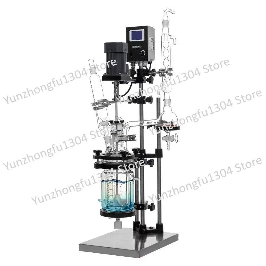 High Temperature Double Layer 1 2 3 5 10 20 30 50 100 150 200L Chemical Lab Vacuum Mixing Reaction Vessel Jacketed Glass Reactor