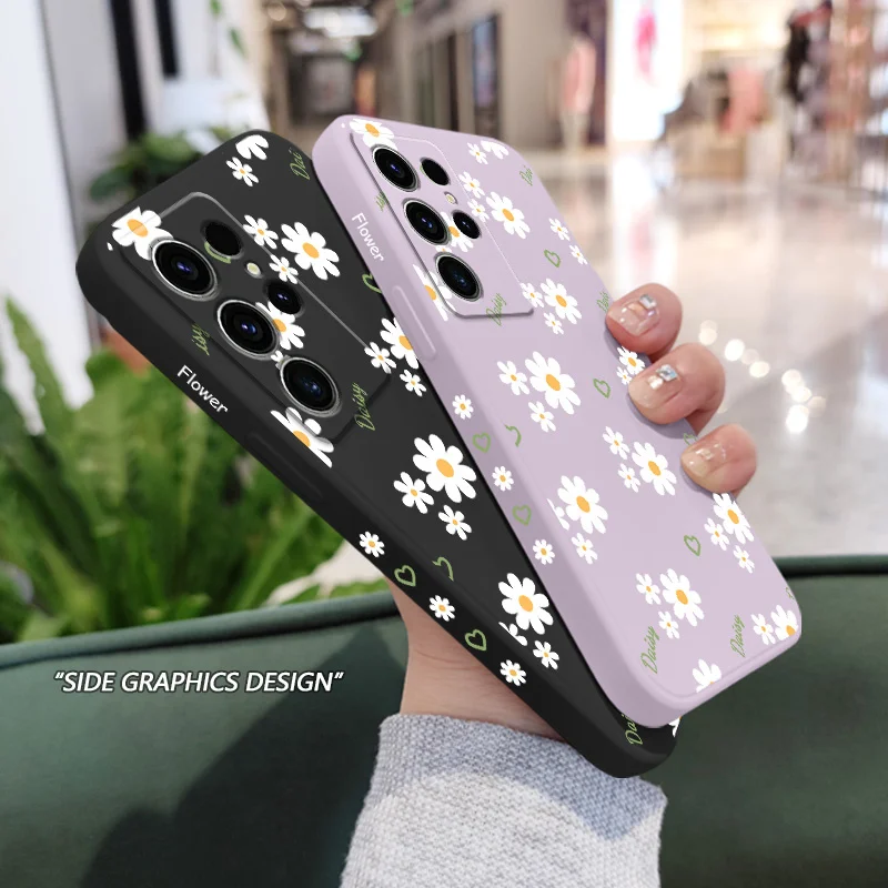 

Love With Daisy Phone Case For Samsung Galaxy S25 S24 S23 S22 S21 S20 S10 S10E Ultra Plus FE Note 20 Ultra Plus Cover