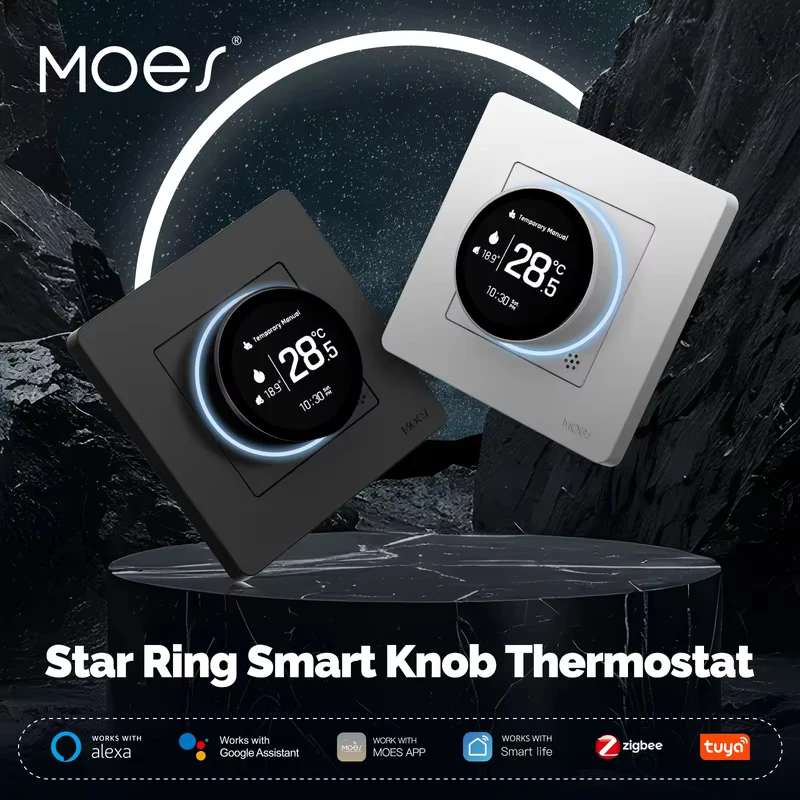 MOES Tuya ZigBee Smart Knob Thermostat Star Ring Series Temperature Controller Water Boiler Electric Heating With Alexa Google