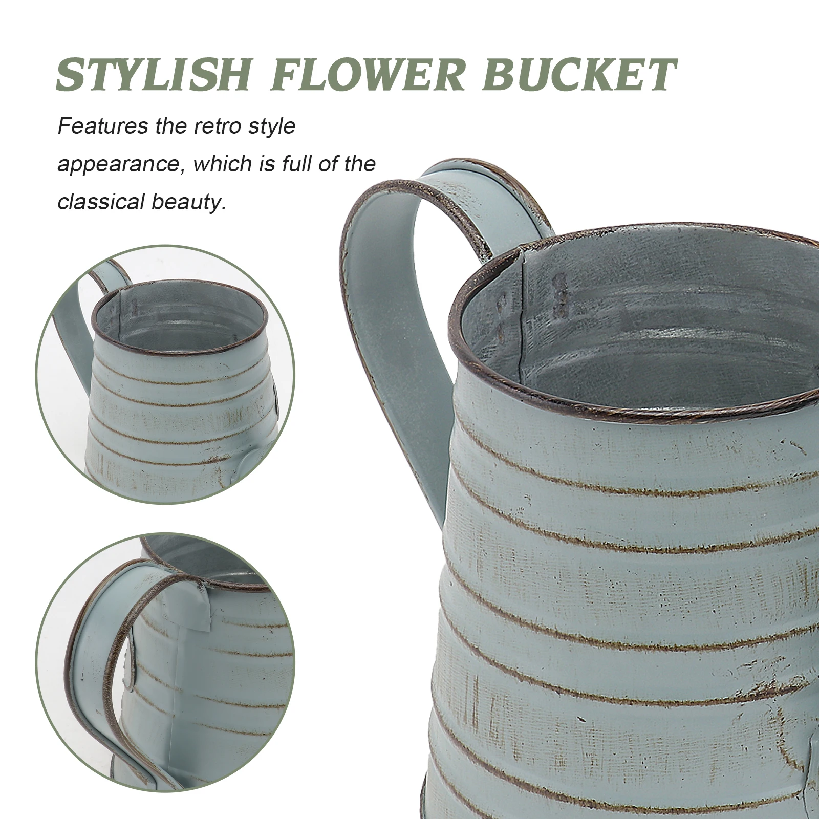 

Iron Vase Vintage Style Adornment Desktop Flowerpot Practical Decorative Ornament Tabletop Scene Indoor