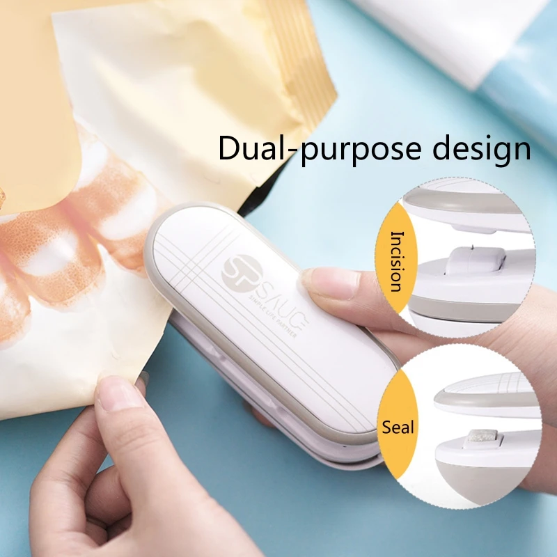 Mini máquina de sellado a presión de mano, sellado de impulso fácil de llevar, embalaje de impulso, sellador de bolsas de polietileno de plástico, ventiladores de Clip para el hogar