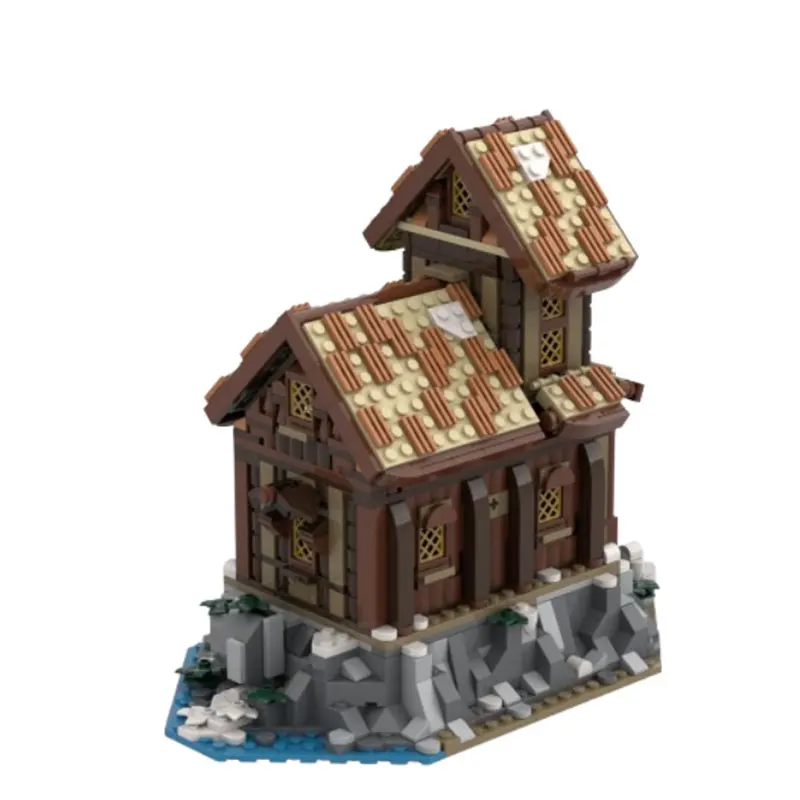 ชุดของเล่นตัวต่อ MOC-234703 1077 ชิ้น แบบจำลองเรือไวกิ้ง ประกอบเอง ตัวต่อขนาดเล็ก ของเล่นเสริมพัฒนาการ ชุดของขวัญ ของตกแต่ง