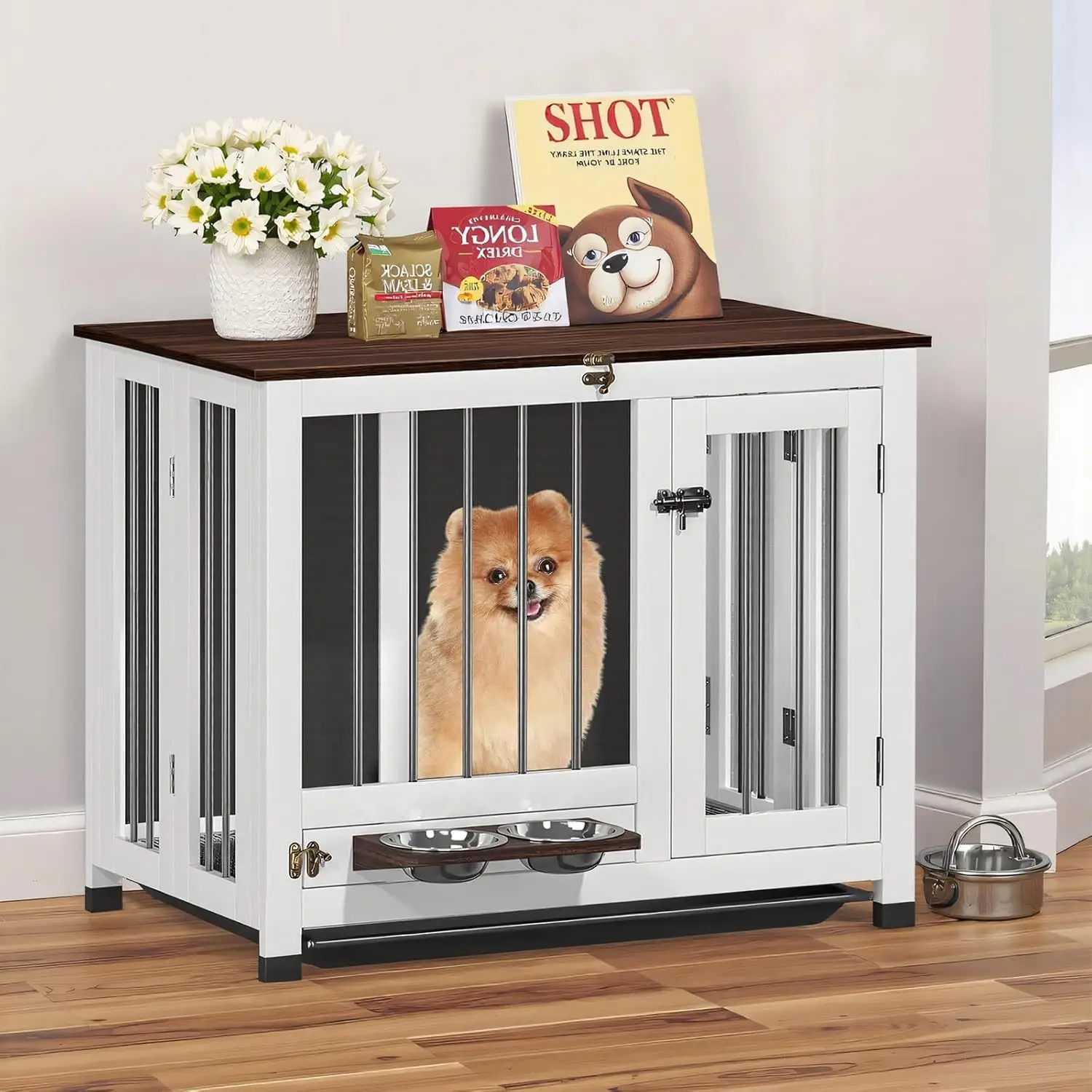 New Customizable Dog Cage with Storage Table, Creative Dog House, Suitable for Small and Medium-sized Dogs Pet Villa Dog Kennel.