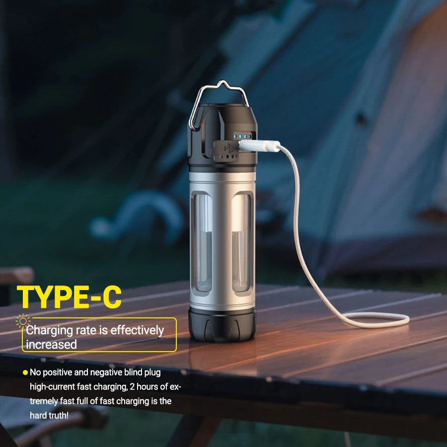 Super Bright LED Camping Lamp USB C Rechargeable Flashlight Tungsten Filament Portable Lamp Outdoor Waterproof Camping Tent Lamp