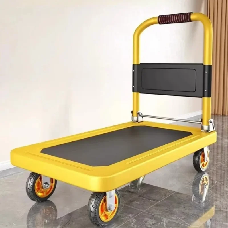 New flatbed folding handcart, silent wheel luggage cart, anti slip flatbed hand trailer, hand pulled cart, handling flatbed cart