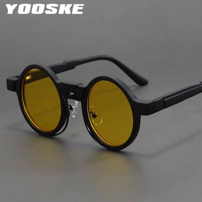 yooske Personalized Sun Glasses Men Women Hip Hop Style Round Sunglasses Unisex Steampunk Trendy Fashion