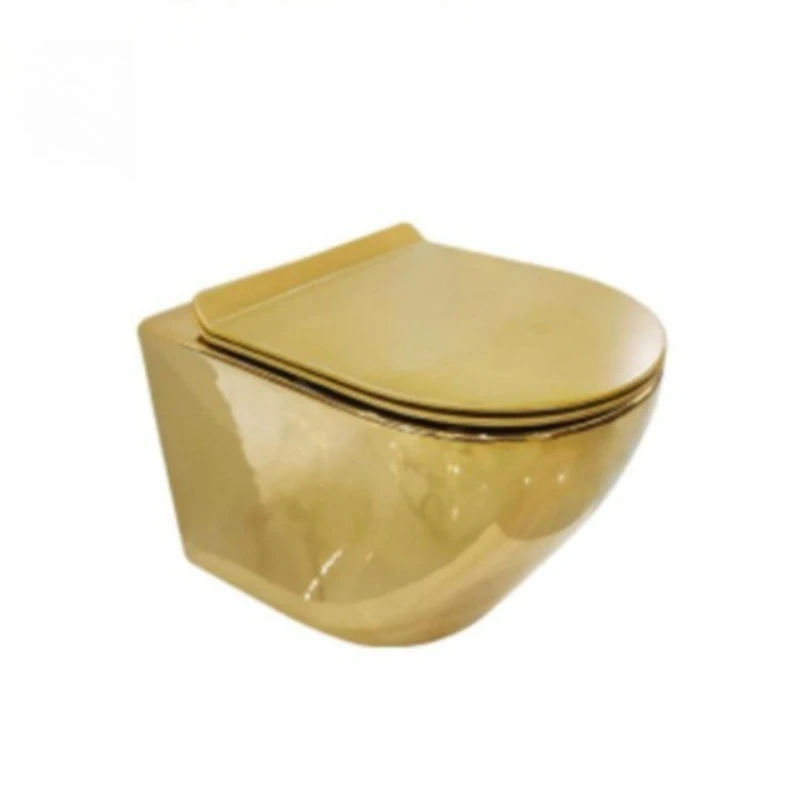 

Wall-mounted electroplated toilet Wall-mounted toilet Hotel engineering ceramic toilet