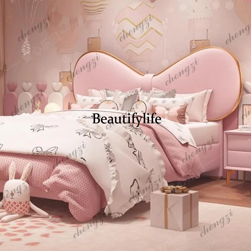 K182  Bedroom Bed Queen Castle Full Girls Space Saving Simple Massage Bed Sleeping Princess Letto Matrimoniale Home Furniture
