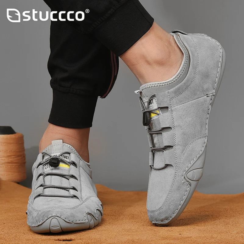 Plus Size Sneakers Natural Leather Men Shoes Flats High Quality Men Loafers Moccasins Breathable Slip on Outdoor Driving Shoes