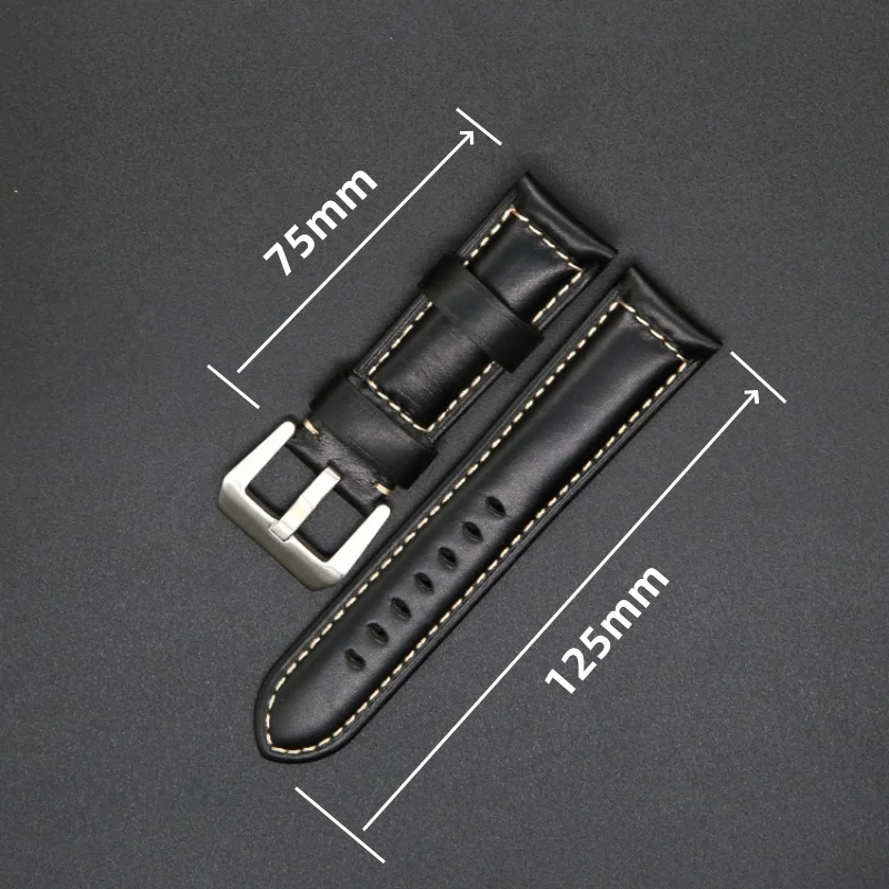 حزام ساعة جلدي عالمي 20/22/24/26 مللي متر عقدة من الخيزران نمط شمع الزيت سوار من الجلد المجنون لساعة بانيراي ريترو