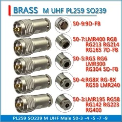 SO239 PL259 M UHF Male Clamp RG58 RG142 RG223 RG400 LMR195 RG8X RG5 RG6 LMR300 RG304 LMR400 RG8 RG213 RG214 50-3 -5 -7