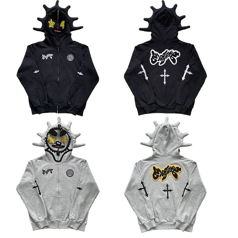 

Glo Gang the Glory Full Zip Hoodie Embroidered Personali arp Corner Hoodie Cotton Casual Wear for Youth Autumn Wear