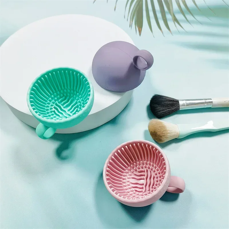 Eyeshadow Brushes Wash CleanerPuff Makeup Brush Folding Powder Cleaning Bowl Clean Mat Beauty Tools Soft Silicone Scrubber Box