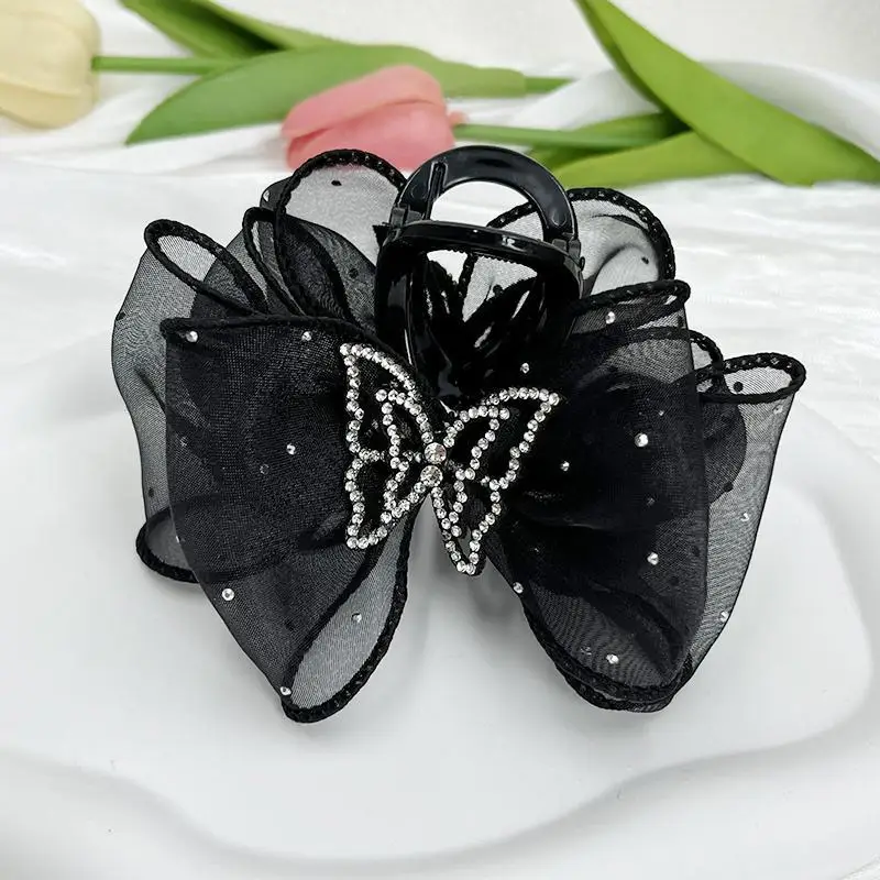 

Women Summer Autumn Style Super Fluffy Mesh 8CM Hair Claw Female Double Layer Butterfly Mesh Bubble Hair Clip New Headwear