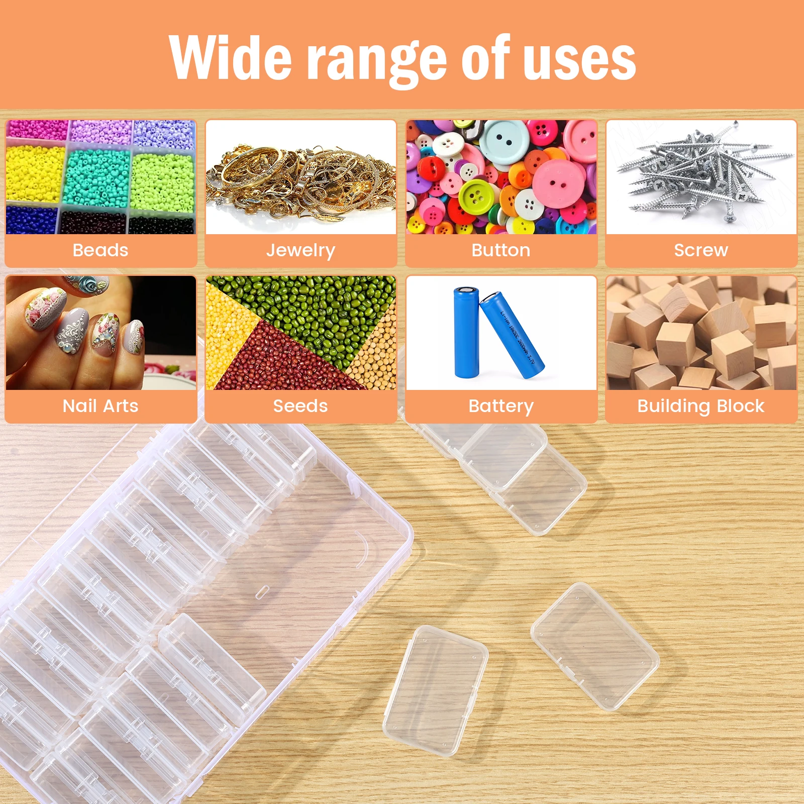 24/30/32/48 Pcs Small Bead Storage Boxes Transparent Plastic Diamond Art Multifunction Bead Storage Case Seed Organizer