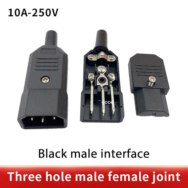 Black IEC 320 C13 male and female Plug Rewirable Power Connector 3pin Socket 10A /250V