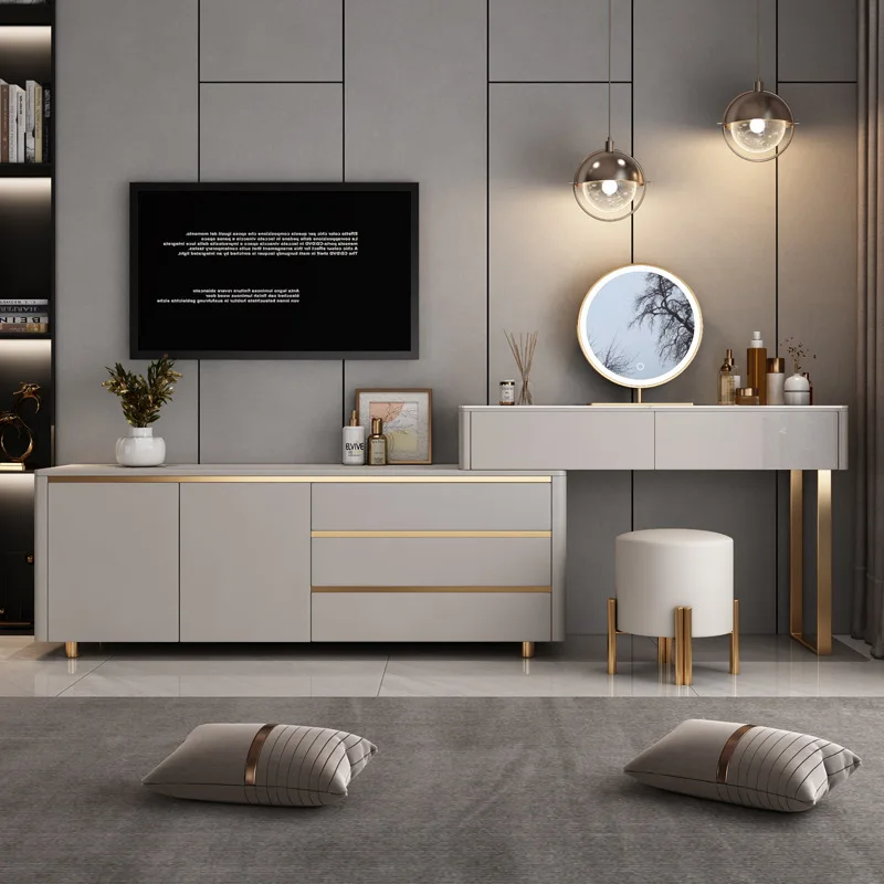 

Modern Luxury Drawers Makeup Dressing Table Bedside Stool Chair Vanity Table Girl Cosmetics Comoda Pra Quarto Home Furniture