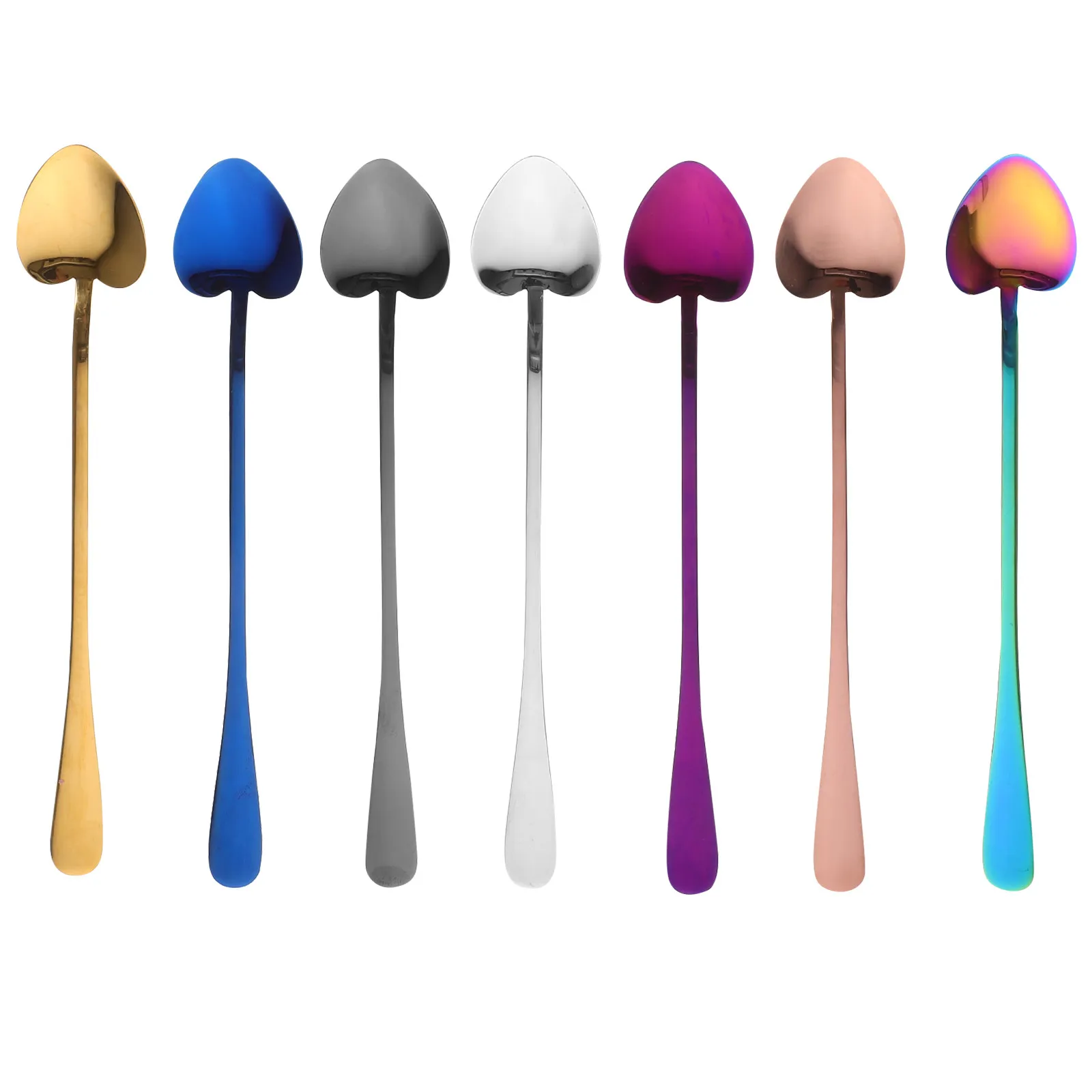 

Набор из 7 кофейных ложек из нержавеющей стали в форме сердца, ложки для смешивания чая, десертов, тортов, сахара, кухонная посуда, ложки для закусок