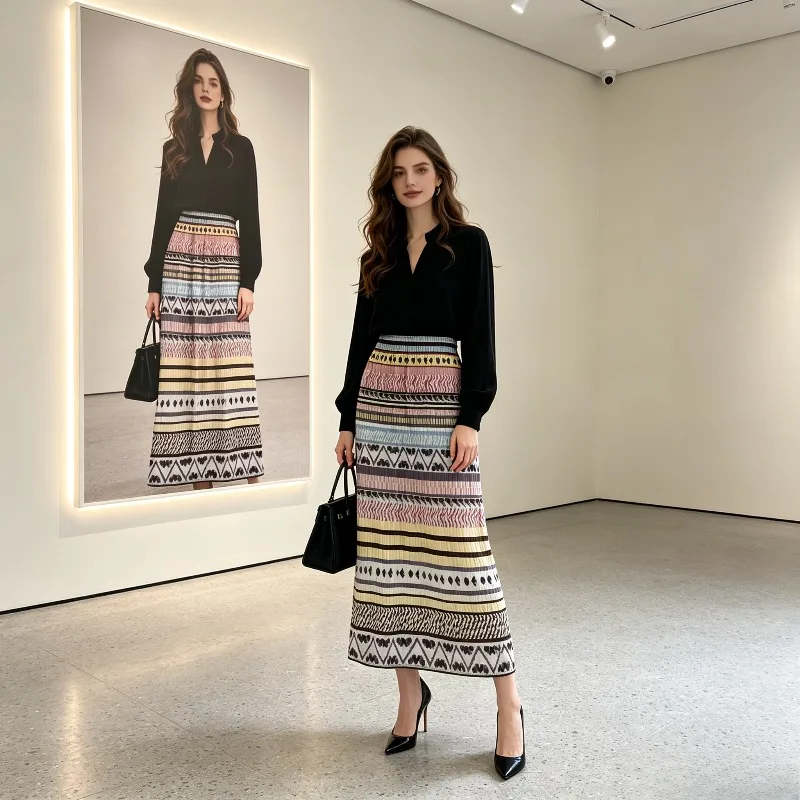 Miyake Pleated 2026 Elegant High-End Pleated Versatile Slimming Mid-Length Casual Skirt for Women Summer Fashion New Style Pleat