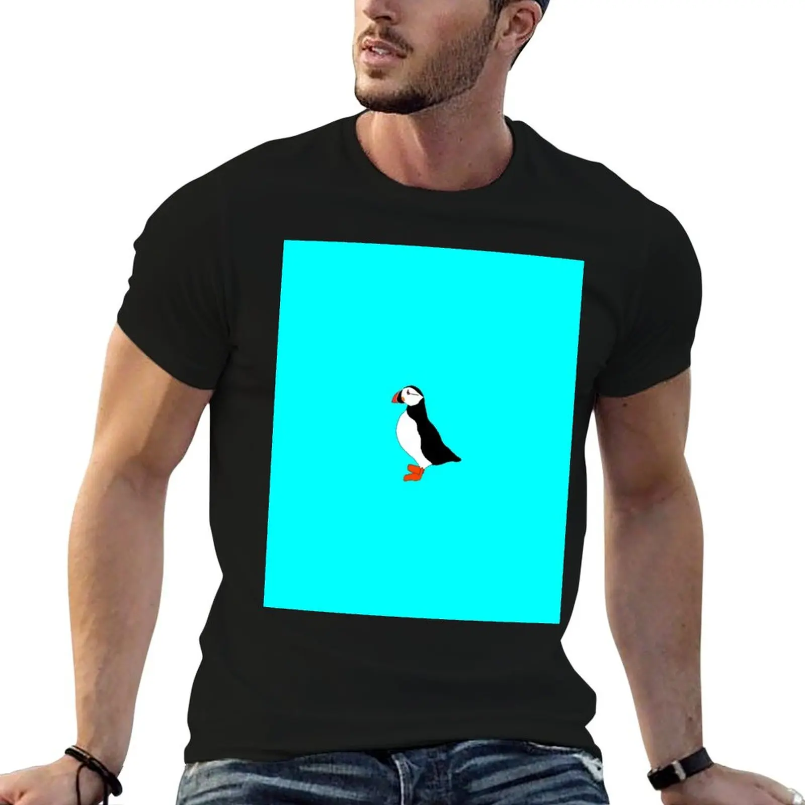 Minimalist monochrome puffin T-Shirt High Elasticity Sports T-Shirt