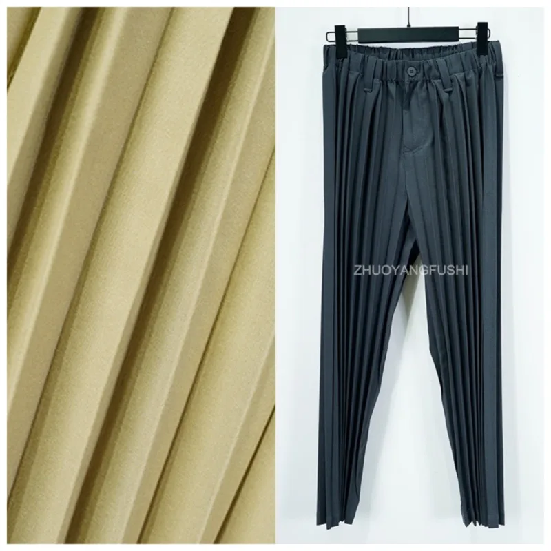 Miyake Pleated Handmade Accordion Pleats Straight Pants Men 2026 Spring Autumn Loose Casual Pants Unique Versatile Long Pants